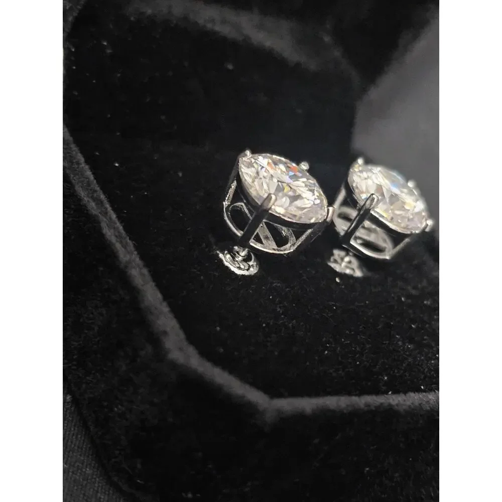 10mm (8 carat) Moissanite S VVS Cut Stud Earrings 925 Sterling Silver